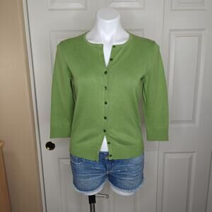 Ann Taylor Factory green cotton 3/4 sleeve cardigan sz MP